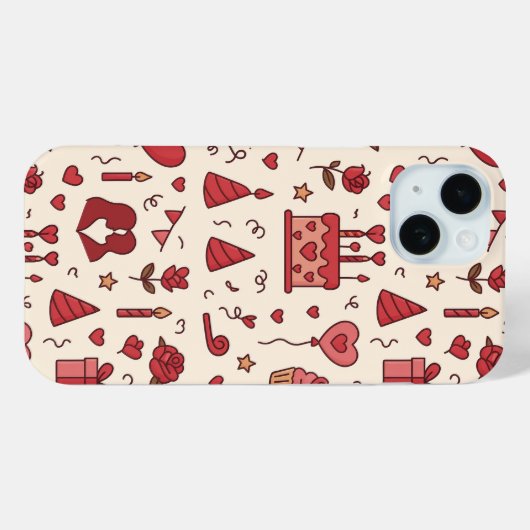 Romantic Celebration Doodle Pattern Case-Mate iPhone Hülle (Rückseite (Horizontal))