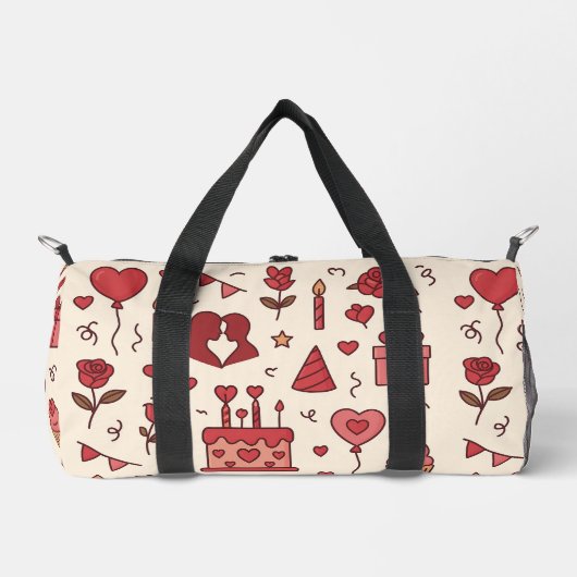 Romantic Celebration Doodle Pattern Duffle Bag (Vorderseite)