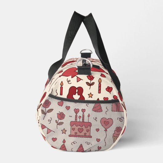 Romantic Celebration Doodle Pattern Duffle Bag (Rechts)