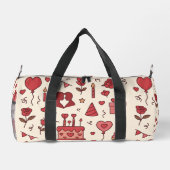 Romantic Celebration Doodle Pattern Duffle Bag (Rückseite)
