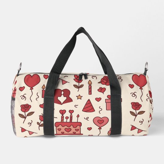 Romantic Celebration Doodle Pattern Duffle Bag (Rückseite)