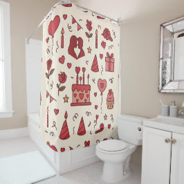 Romantic Celebration Doodle Pattern Duschvorhang