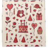 Romantic Celebration Doodle Pattern Duschvorhang (Vorderseite)
