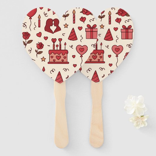 Romantic Celebration Doodle Pattern Fächer (Vorne und Hinten)