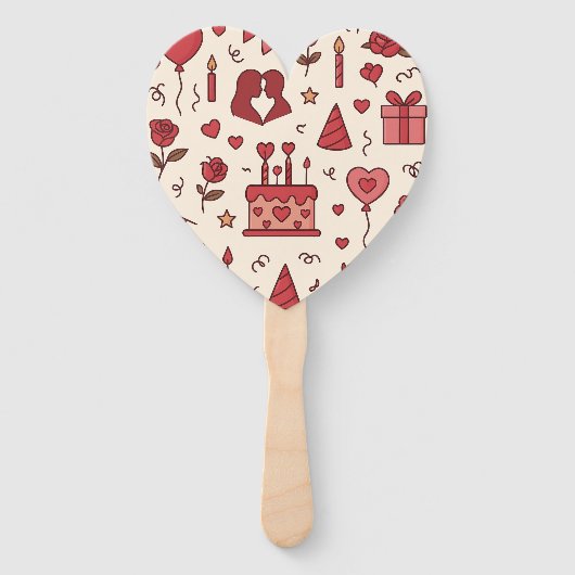 Romantic Celebration Doodle Pattern Fächer (Vorderseite)