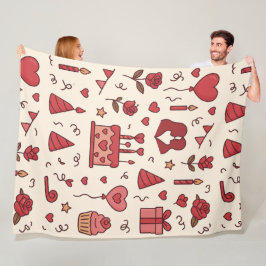 Romantic Celebration Doodle Pattern Fleecedecke