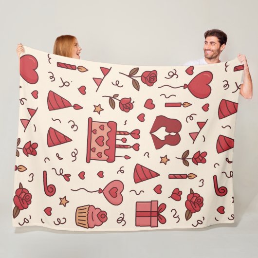 Romantic Celebration Doodle Pattern Fleecedecke (Beispiel)