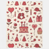 Romantic Celebration Doodle Pattern Fleecedecke (Vorderseite)