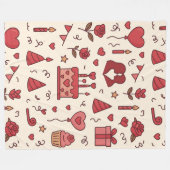 Romantic Celebration Doodle Pattern Fleecedecke (Vorderseite (Horizontal))