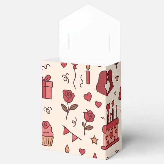 Romantic Celebration Doodle Pattern Geschenkschachtel (Geöffnet)