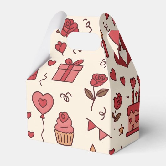 Romantic Celebration Doodle Pattern Geschenkschachtel (Rückseite)
