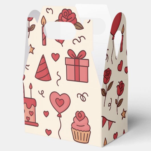 Romantic Celebration Doodle Pattern Geschenkschachtel (Geöffnet)