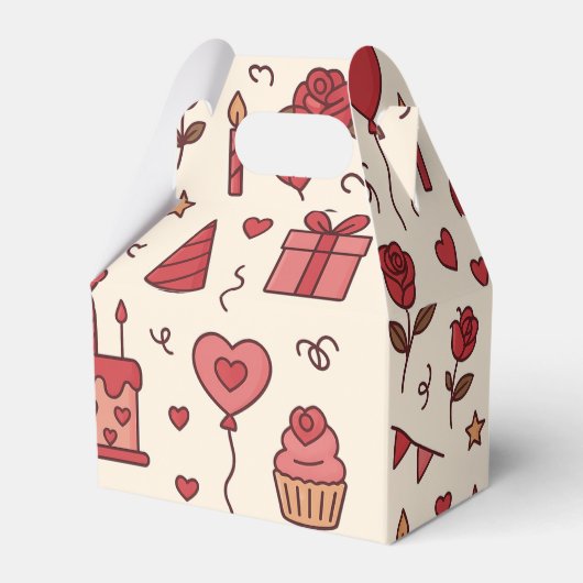 Romantic Celebration Doodle Pattern Geschenkschachtel (Vorderseite)