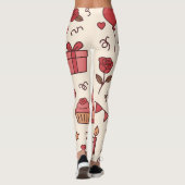 Romantic Celebration Doodle Pattern Leggings (Rückseite)