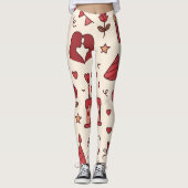 Romantic Celebration Doodle Pattern Leggings (Vorderseite)