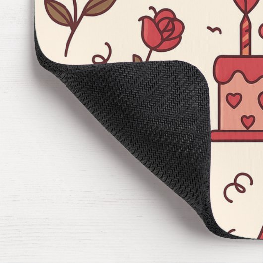 Romantic Celebration Doodle Pattern Mousepad (Ecke)