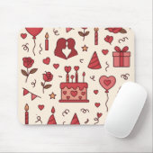 Romantic Celebration Doodle Pattern Mousepad (Mit Mouse)
