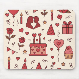 Romantic Celebration Doodle Pattern Mousepad