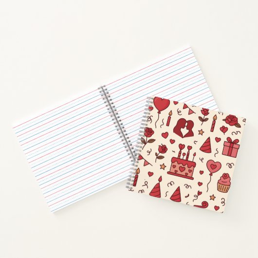 Romantic Celebration Doodle Pattern Notizblock (Innenseite)