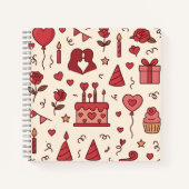 Romantic Celebration Doodle Pattern Notizblock (Vorderseite)