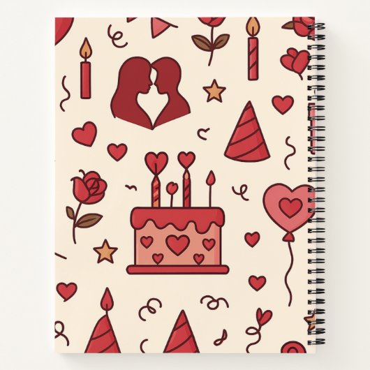 Romantic Celebration Doodle Pattern Notizblock (Rückseite)