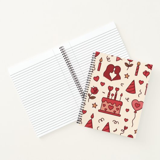 Romantic Celebration Doodle Pattern Notizblock (Innenseite)