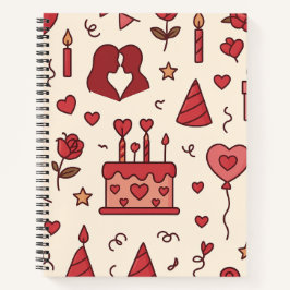 Romantic Celebration Doodle Pattern Notizblock