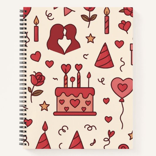 Romantic Celebration Doodle Pattern Notizblock (Vorderseite)