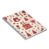Romantic Celebration Doodle Pattern Notizblock (Rechte Seite)