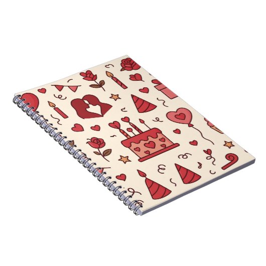 Romantic Celebration Doodle Pattern Notizblock (Rechte Seite)