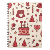 Romantic Celebration Doodle Pattern Notizblock (Vorderseite)