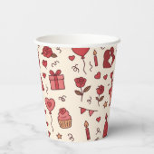 Romantic Celebration Doodle Pattern Pappbecher (Rückseite)