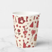 Romantic Celebration Doodle Pattern Pappbecher (Rechts)
