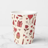 Romantic Celebration Doodle Pattern Pappbecher (Vorderseite)