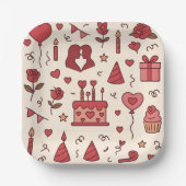 Romantic Celebration Doodle Pattern Pappteller (Vorderseite)
