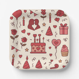 Romantic Celebration Doodle Pattern Pappteller