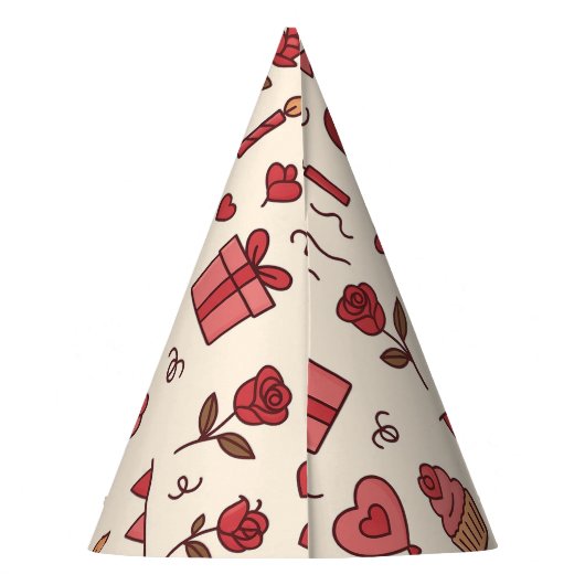 Romantic Celebration Doodle Pattern Partyhütchen (Rückseite)