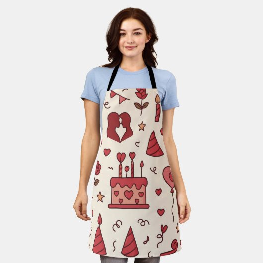 Romantic Celebration Doodle Pattern Schürze (Getragen)