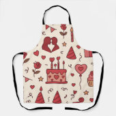 Romantic Celebration Doodle Pattern Schürze (Vorderseite)