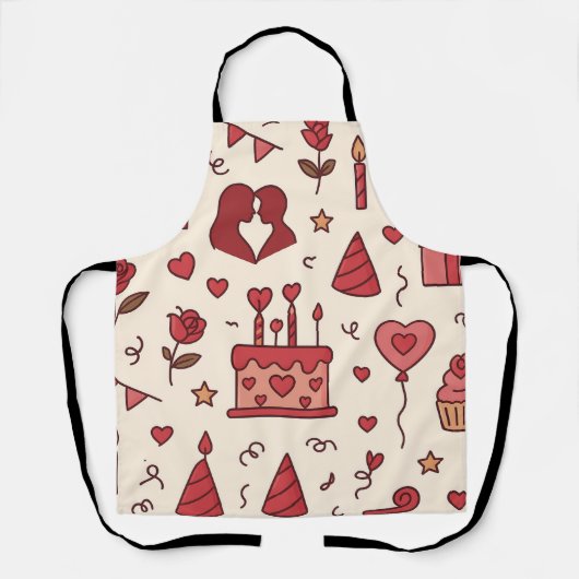 Romantic Celebration Doodle Pattern Schürze (Vorderseite)