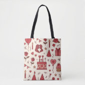 Romantic Celebration Doodle Pattern Tasche (Vorderseite)