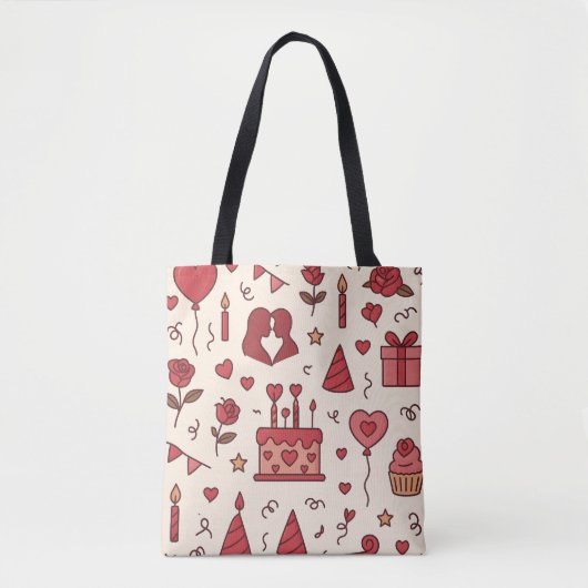 Romantic Celebration Doodle Pattern Tasche (Vorderseite)