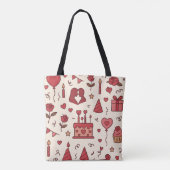Romantic Celebration Doodle Pattern Tasche (Rückseite)