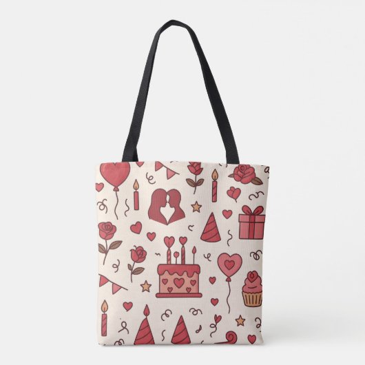 Romantic Celebration Doodle Pattern Tasche (Rückseite)