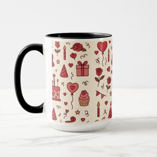 Romantic Celebration Doodle Pattern Tasse (Links)