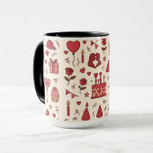 Romantic Celebration Doodle Pattern Tasse (Vorderseite Links)
