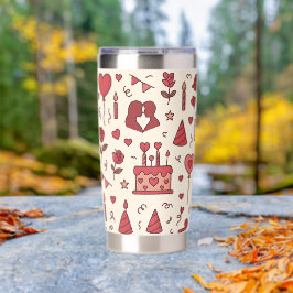 Romantic Celebration Doodle Pattern Thermobecher