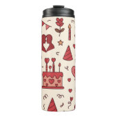 Romantic Celebration Doodle Pattern Thermosbecher (Vorderseite)