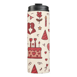 Romantic Celebration Doodle Pattern Thermosbecher
