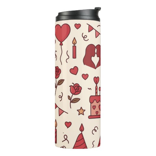 Romantic Celebration Doodle Pattern Thermosbecher (Nach links gedreht)